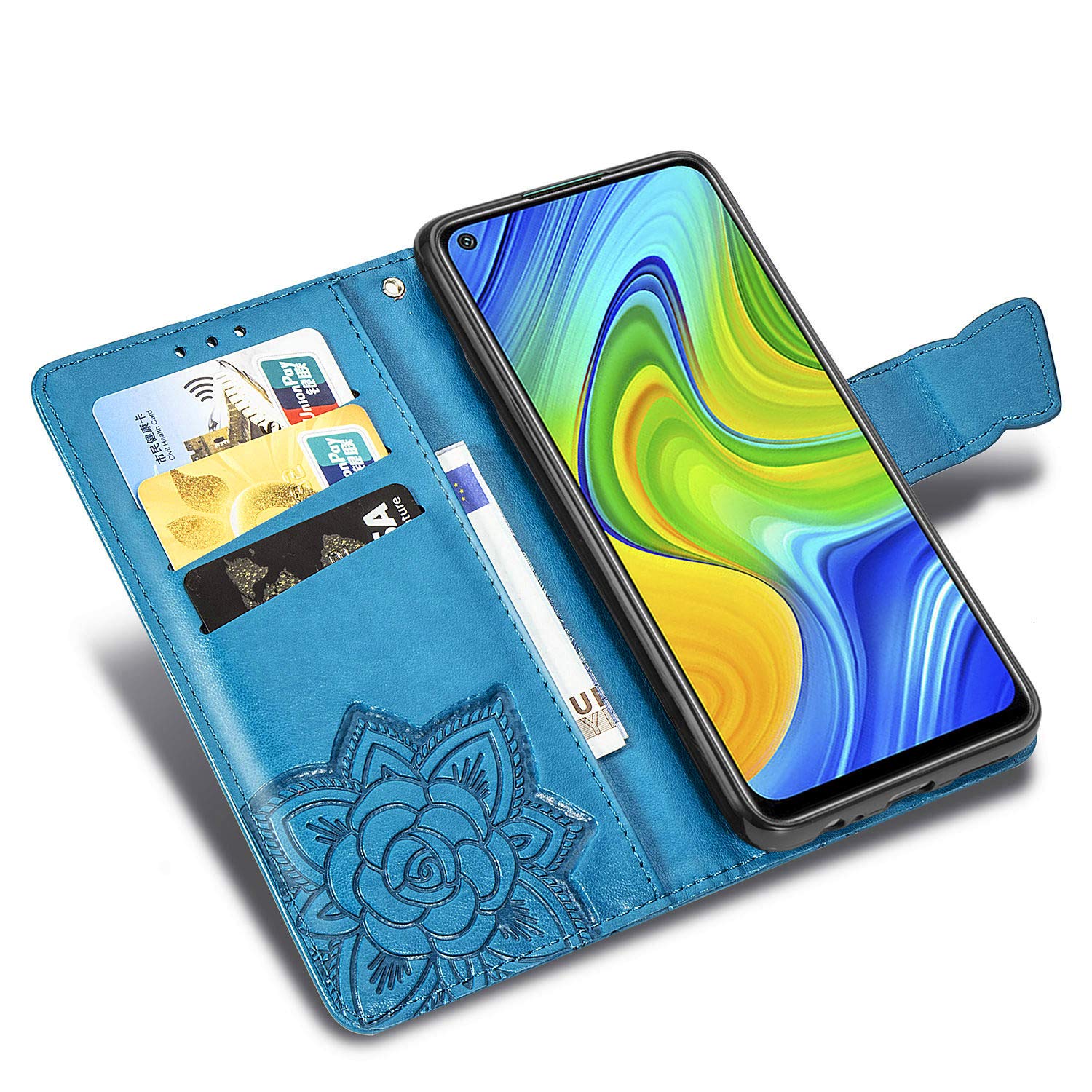 Xiaomi Redmi Note 9 Case,ZYZX 3D Butterfly Flower Wallet Leather